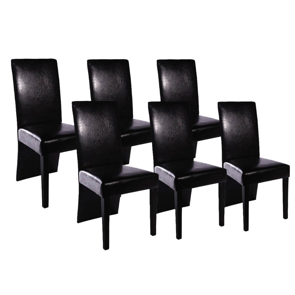  vidaXL Esszimmerstühle 6 Stk. Schwarz Kunstleder