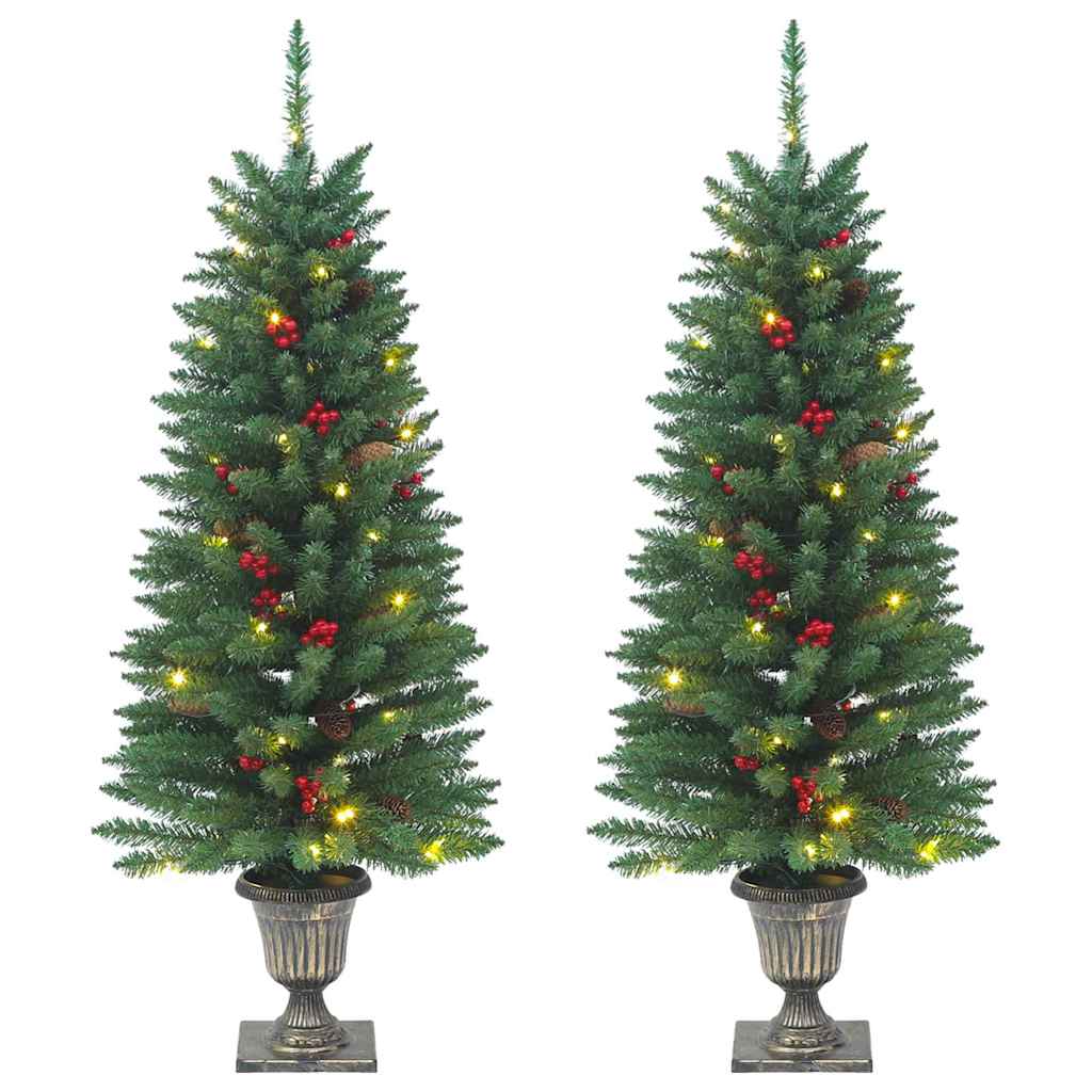vidaXL Künstliche Weihnachtsbäume 2 Stk. 100 LEDs Grün 120 cm
