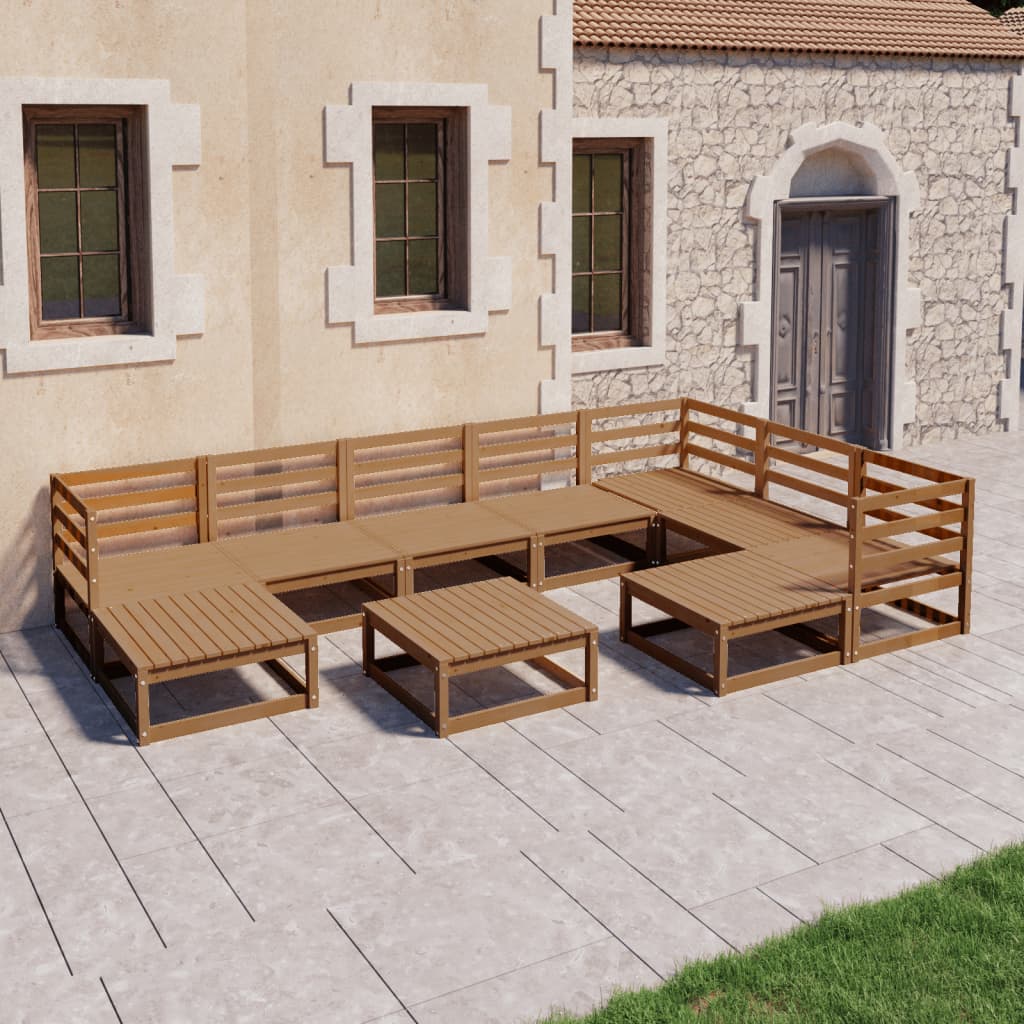 vidaXL 10-tlg. Garten-Lounge-Set Honigbraun Massivholz Kiefer