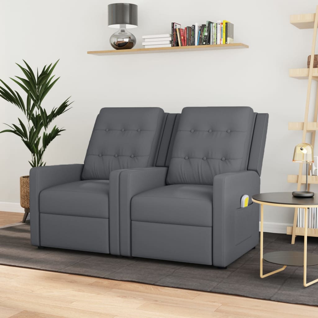 vidaXL 2-Sitzer Massagesessel Hellgrau Stoff