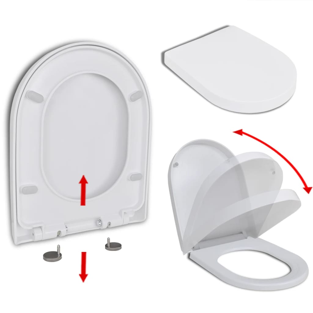 vidaXL Toilettensitz mit Absenkautomatik und Quick-Release Weiß Eckig 