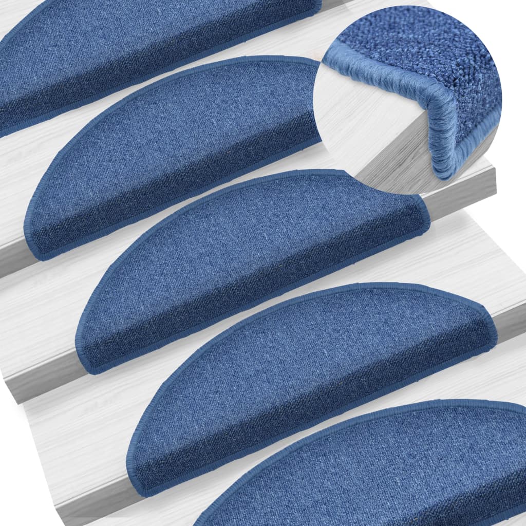 vidaXL 15 Stk. Treppenmatten Blau 65 x 24 x 4 cm
