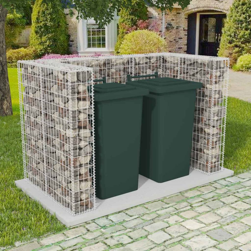 vidaXL Gabionen-Mülltonnenverkleidung für 2 Tonnen Stahl 180x100x120cm 