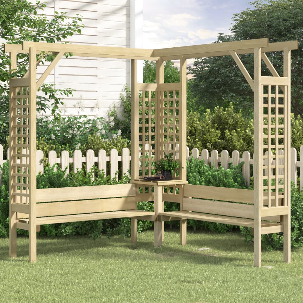 vidaXL Eck-Pergola mit Bank Kiefernholz Imprägniert