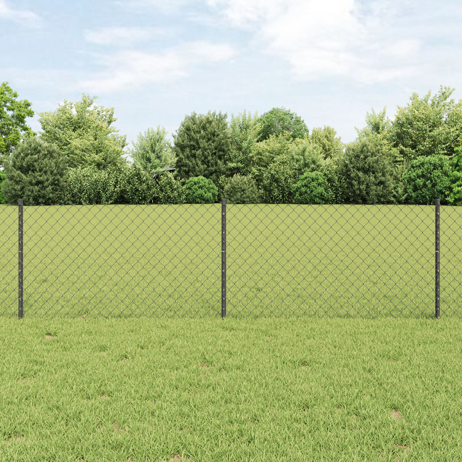 vidaXL Drahtzaun mit 10 U-Pfosten Grau 0,6x10 m Stahl