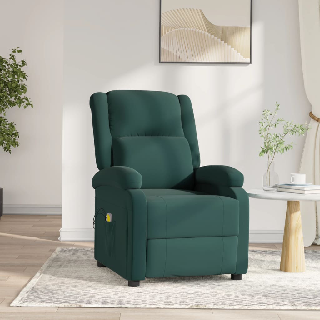vidaXL Elektrischer Massagesessel Dunkelgrün Samt