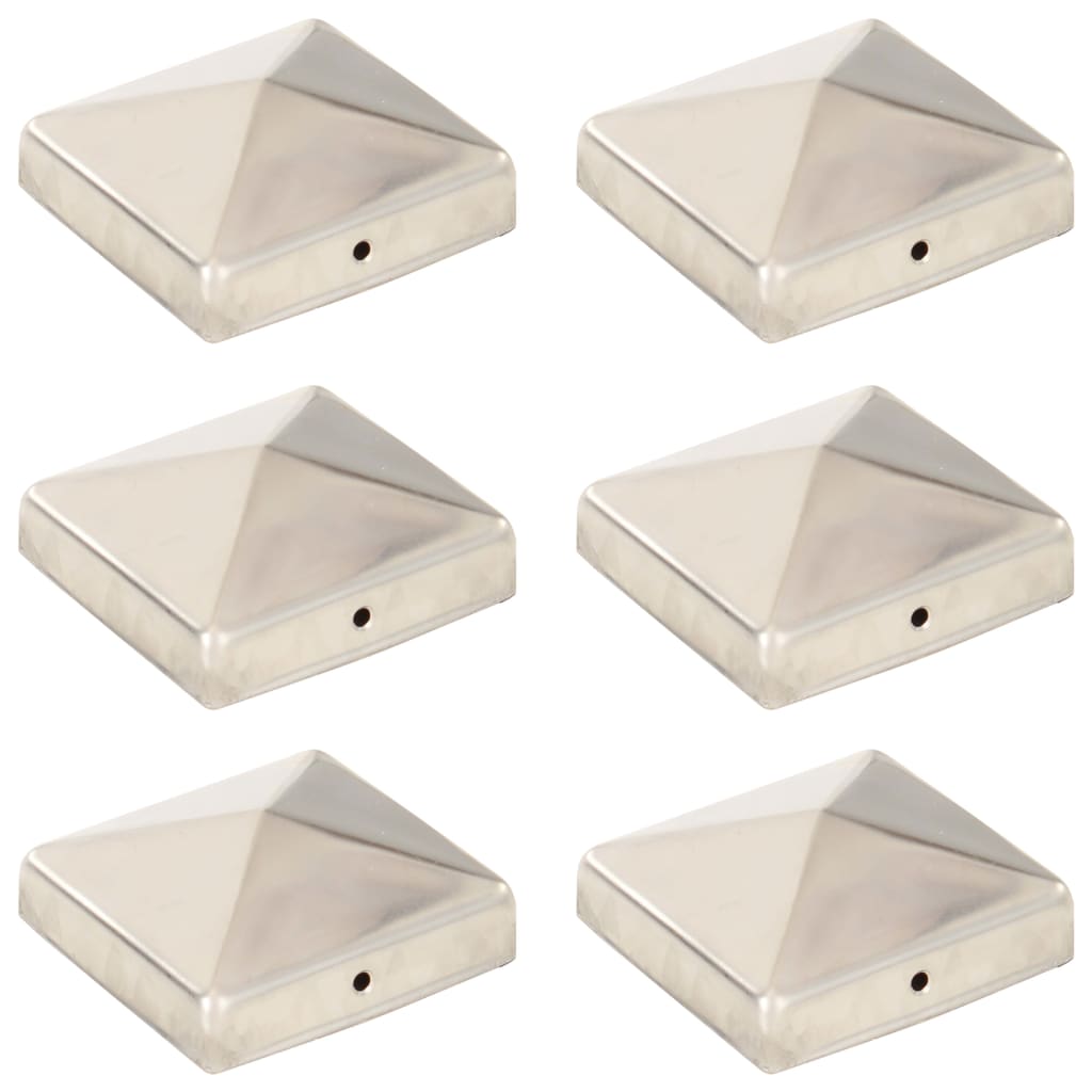vidaXL Pfostenkappen 6 Stk. Pyramide Edelstahl 81 x 81 mm  
