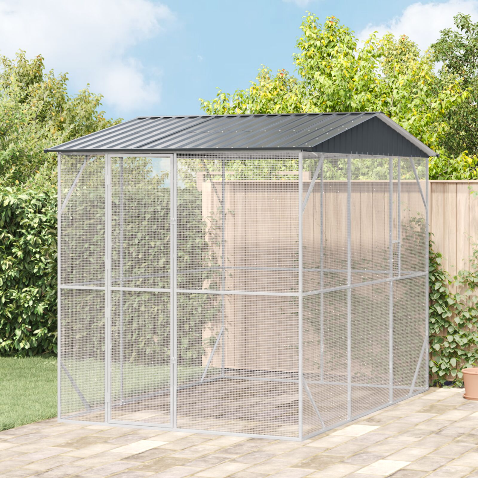 vidaXL Vogelvoliere Anthrazit 310x227x247 cm Stahl