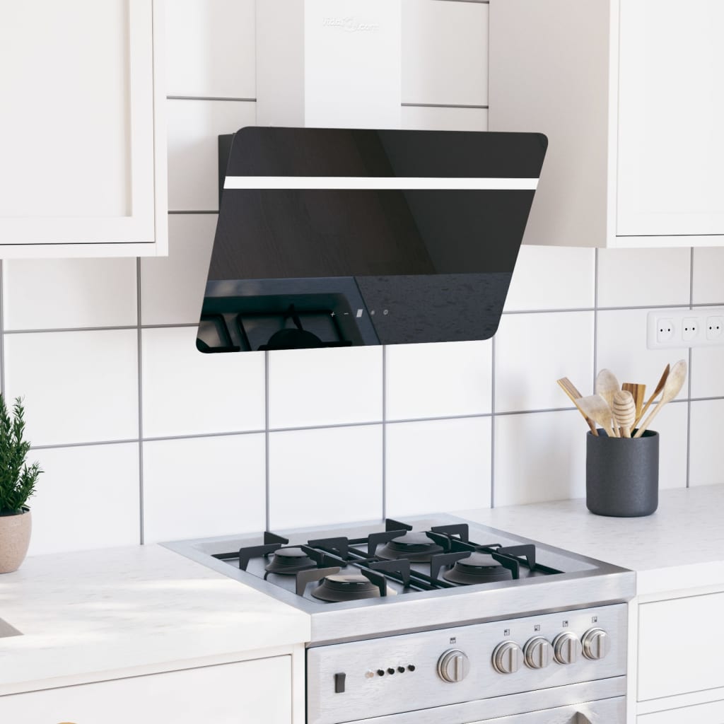 vidaXL Dunstabzugshaube 60 cm Stahl und Hartglas Schwarz