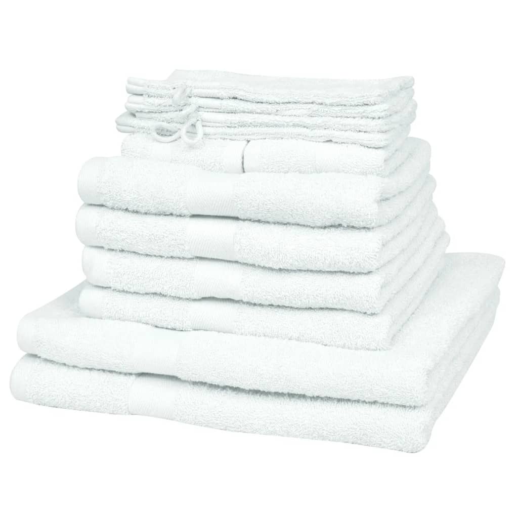 vidaXL 12-tlg. Heim-Handtuch-Set Baumwolle 500 g/m² Weiß