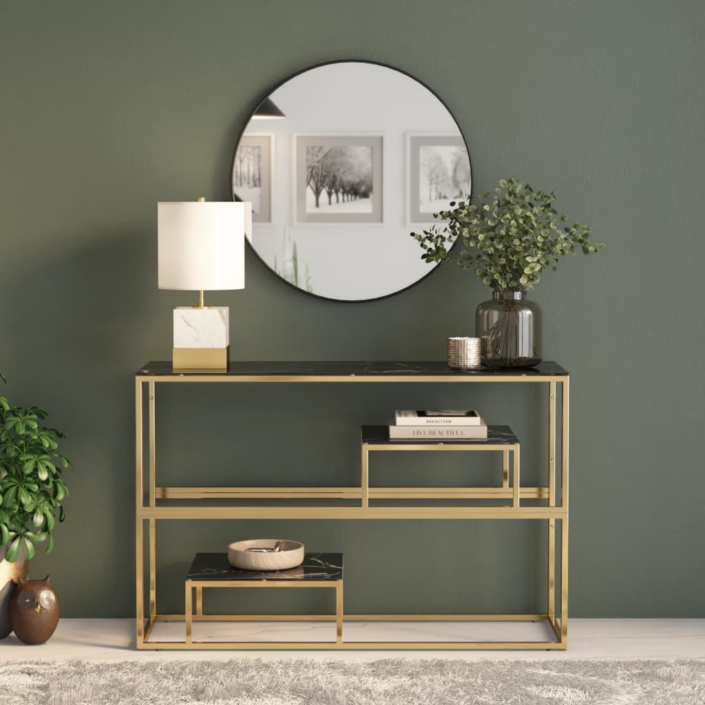 vidaXL Konsolentisch Golden Edelstahl und Hartglas