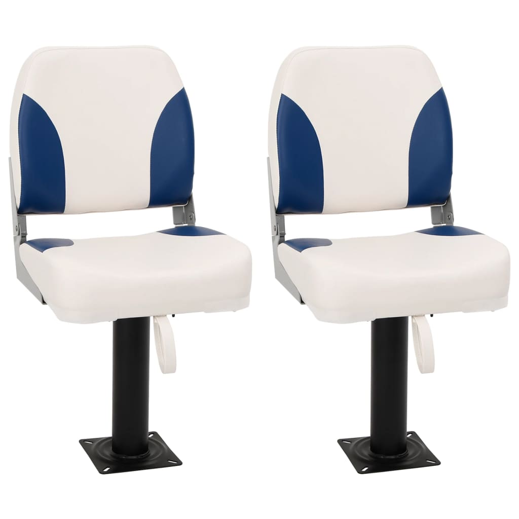 vidaXL 4-tlg. Bootssitz-Set Klappbar Blau und Weiß 41x36x48 cm