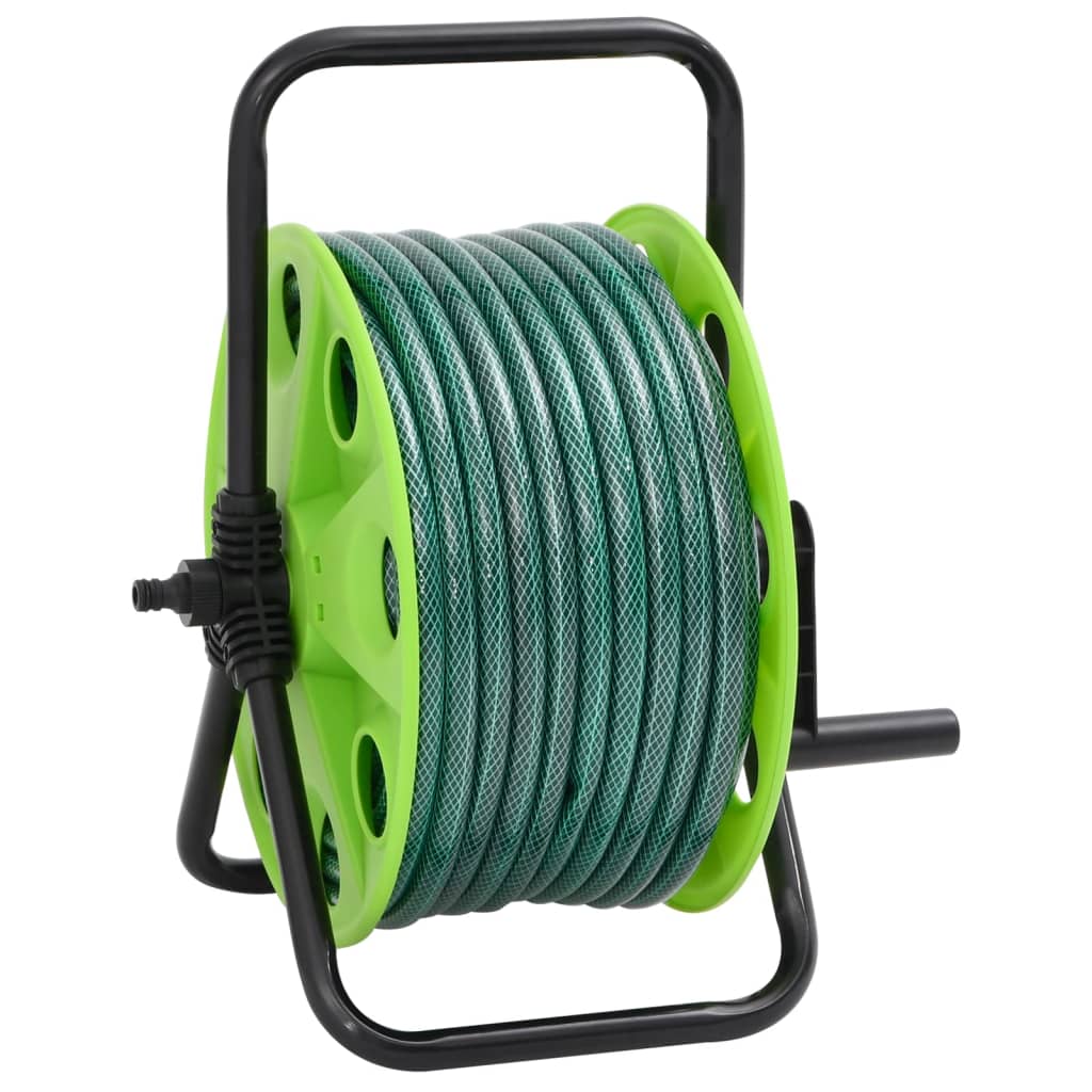 vidaXL Schlauchtrommel Freistehend Grün mit 30 m Schlauch PVC
