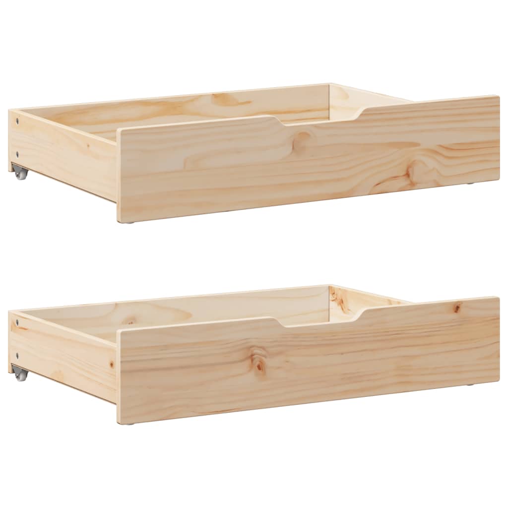 vidaXL Bettschubladen mit Rollen 2 Stk. 80x55x17 cm Massivholz Kiefer