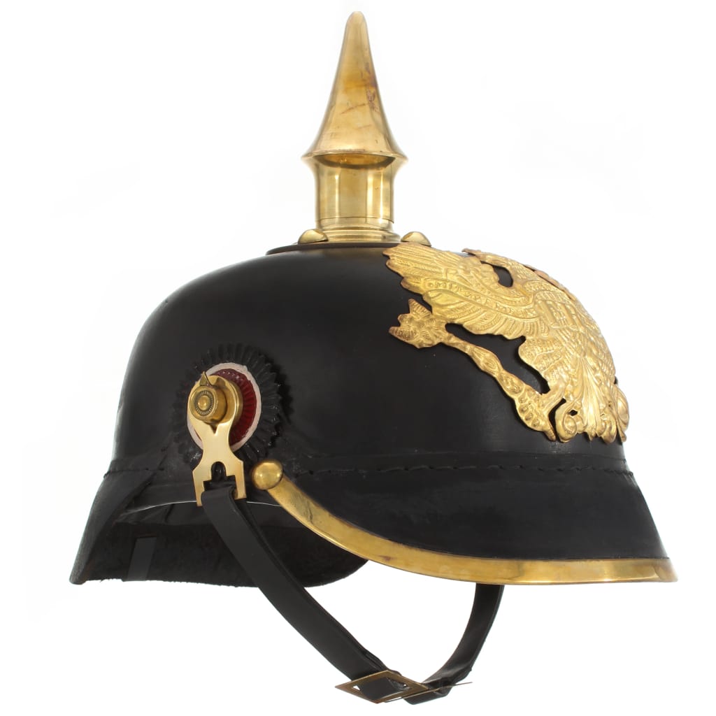 vidaXL Preußische Pickelhaube Antik Replik für LARP Schwarz Stahl 