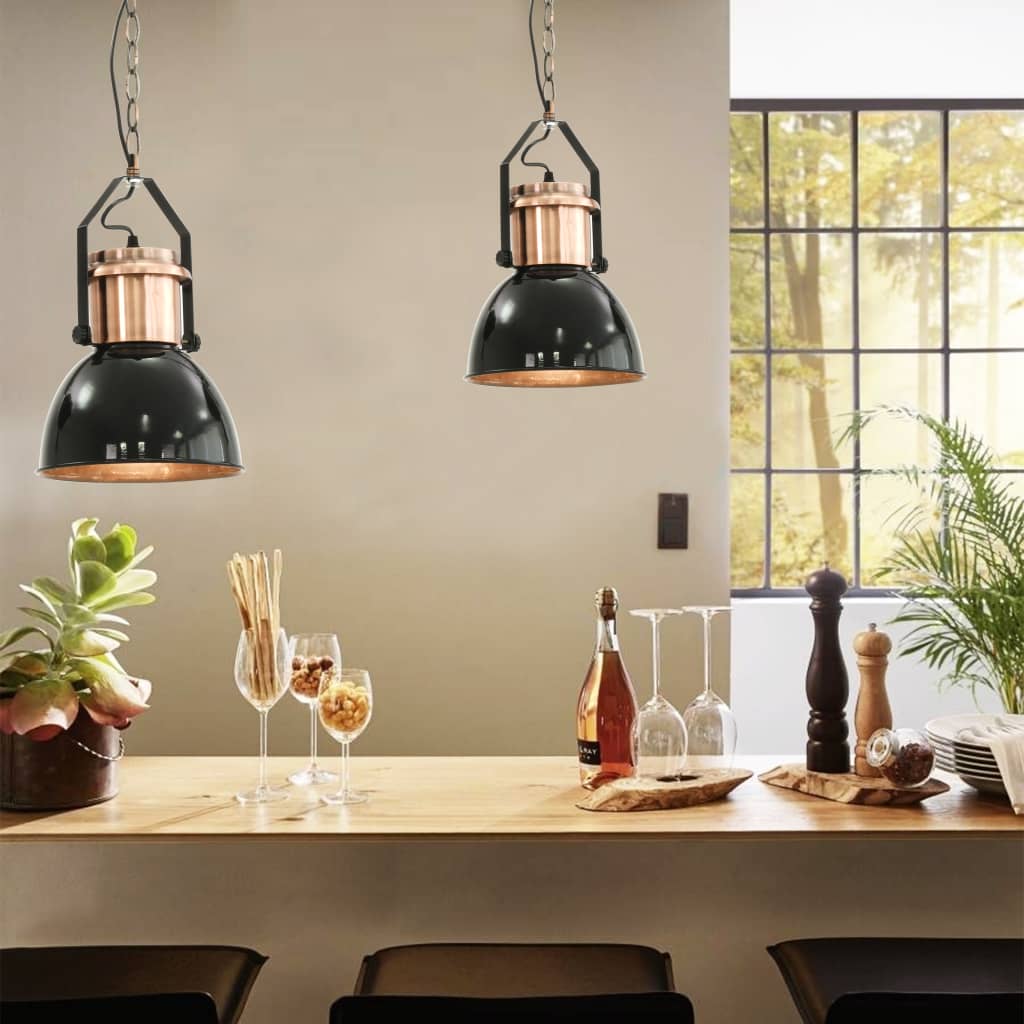 vidaXL Deckenlampe 2 Stk. Schwarz Rund E27 vidaXL Deckenlampe 2 Stk. Schwarz Rund E27