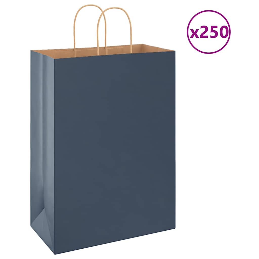 vidaXL Papiertragetaschen 250 Stk. mit Henkeln Blau 32x17x44 cm