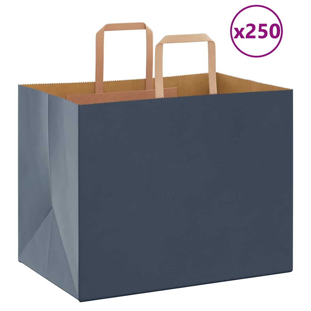 vidaXL Papiertragetaschen 250 Stk. mit Henkeln Blau 32x22x24 cm