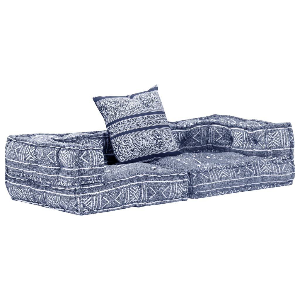 vidaXL 2-Sitzer Modularer Pouf Indigo Stoff 