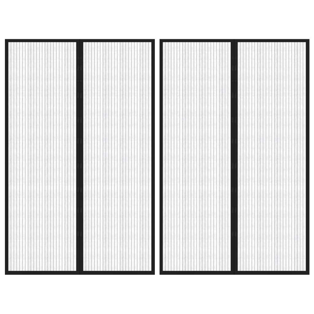 vidaXL Fliegengitter-Türvorhänge 2 Stk. Magnet Schwarz 220x130 cm