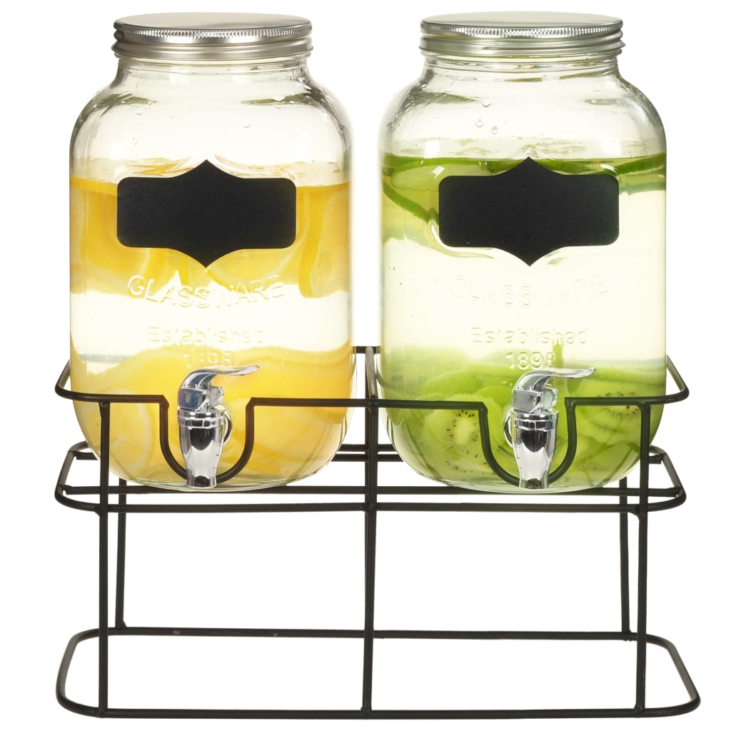 vidaXL Getränkespender 2 Stk. mit Ständer 2 x 4 L Glas 