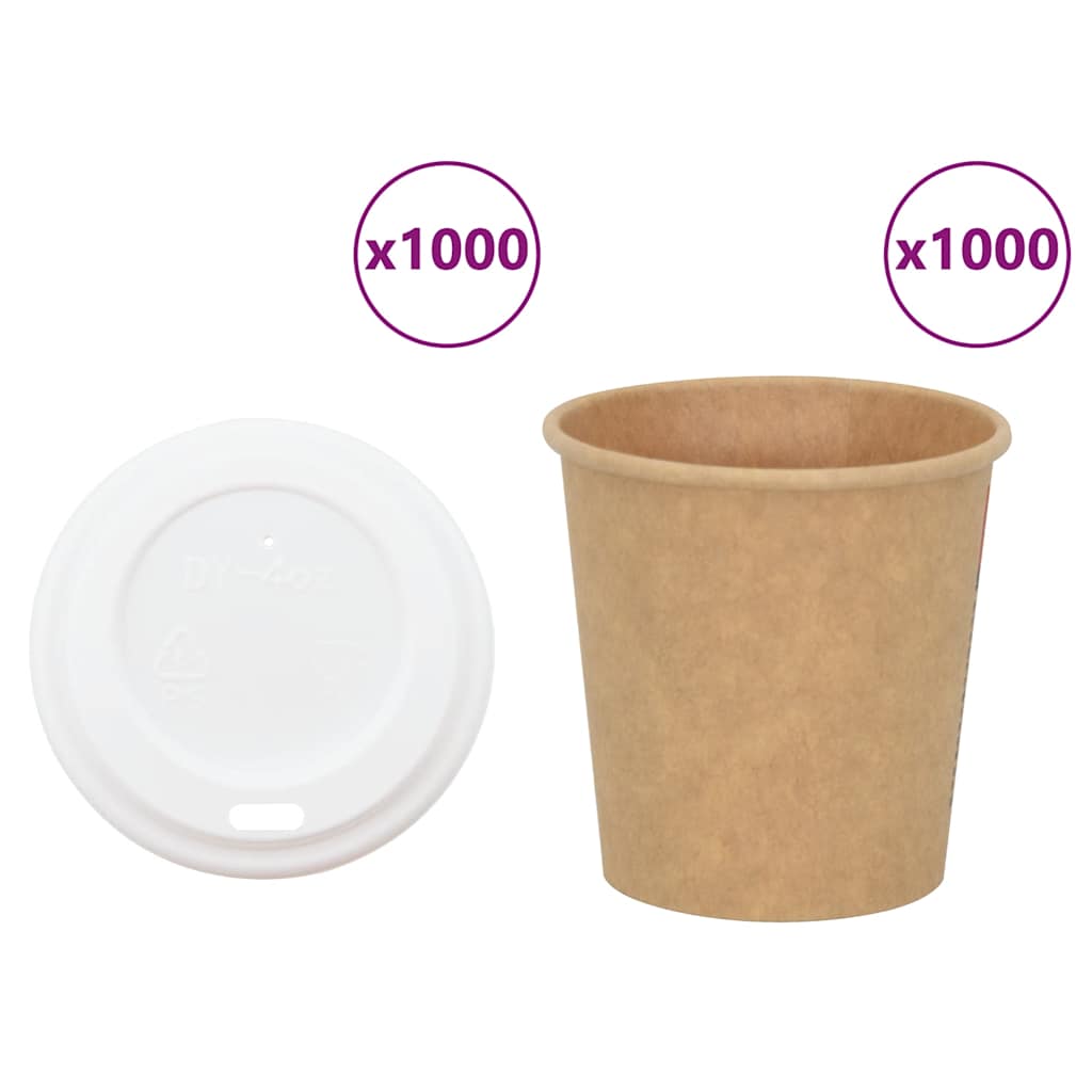vidaXL Pappbecher mit Deckeln 1000 Stk. 4oz 100ml