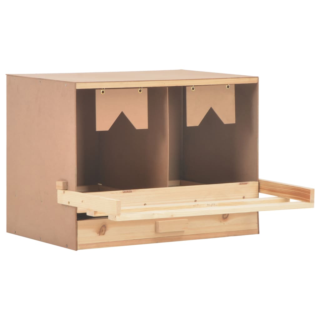 vidaXL Legenest für Hühner 2 Fächer 63x40x45 cm Massivholz Kiefer