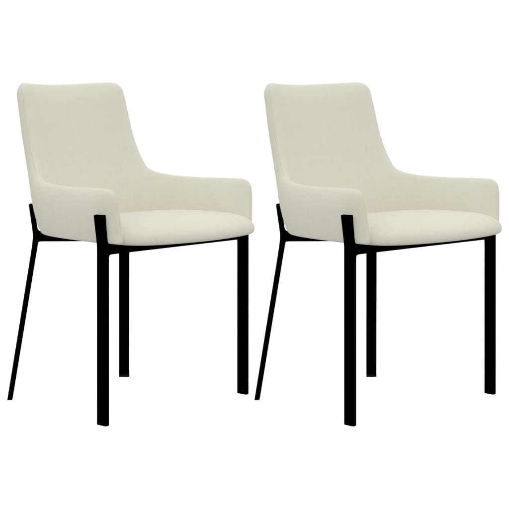  vidaXL Esszimmerstühle 2 Stk. Creme Stoff
