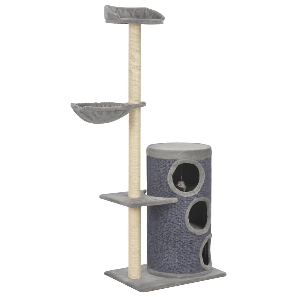 vidaXL Katzen-Kratzbaum mit Sisal-Kratzsäulen Grau 148 cm