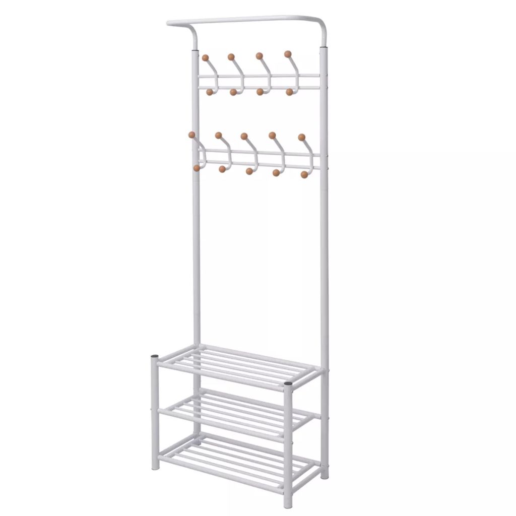 vidaXL Garderobe mit Schuhablage 68×32×182,5 cm Weiß