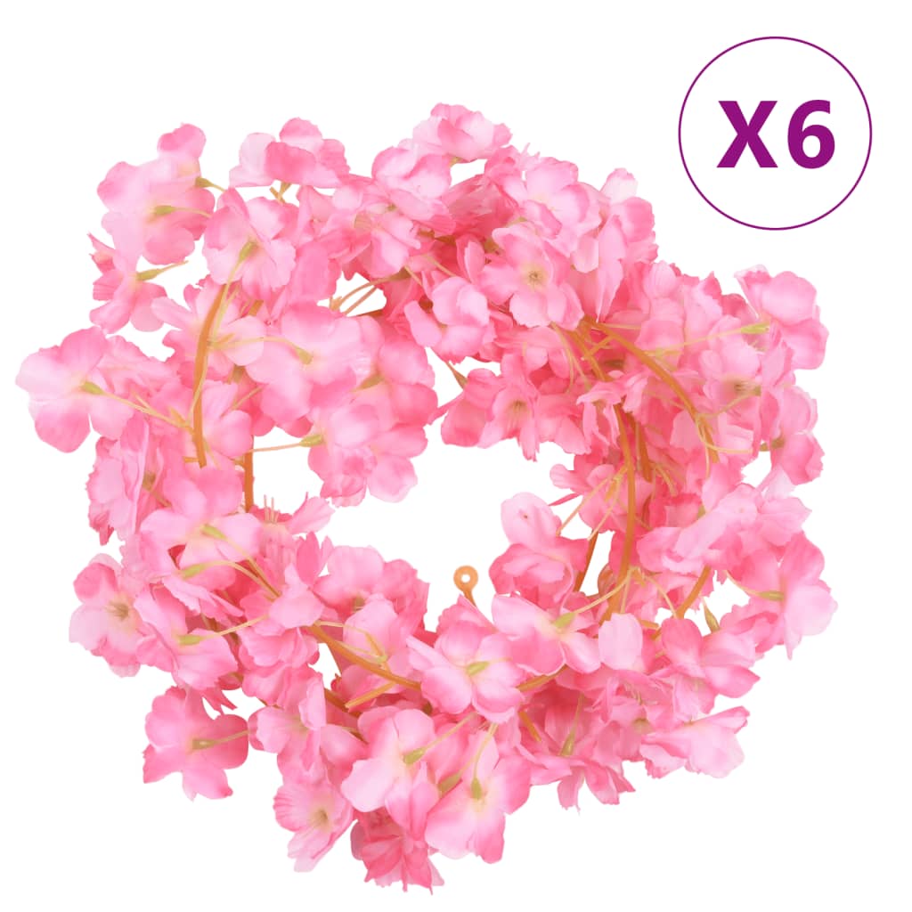 vidaXL Weihnachtskränze Blumen 6 Stk. Dunkellila 180 cm