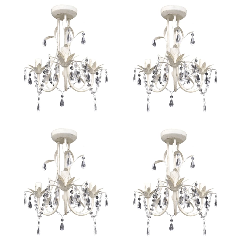 vidaXL Kristall-Deckenleuchte Kronleuchter 4 Stk. Elegantes Weiß 