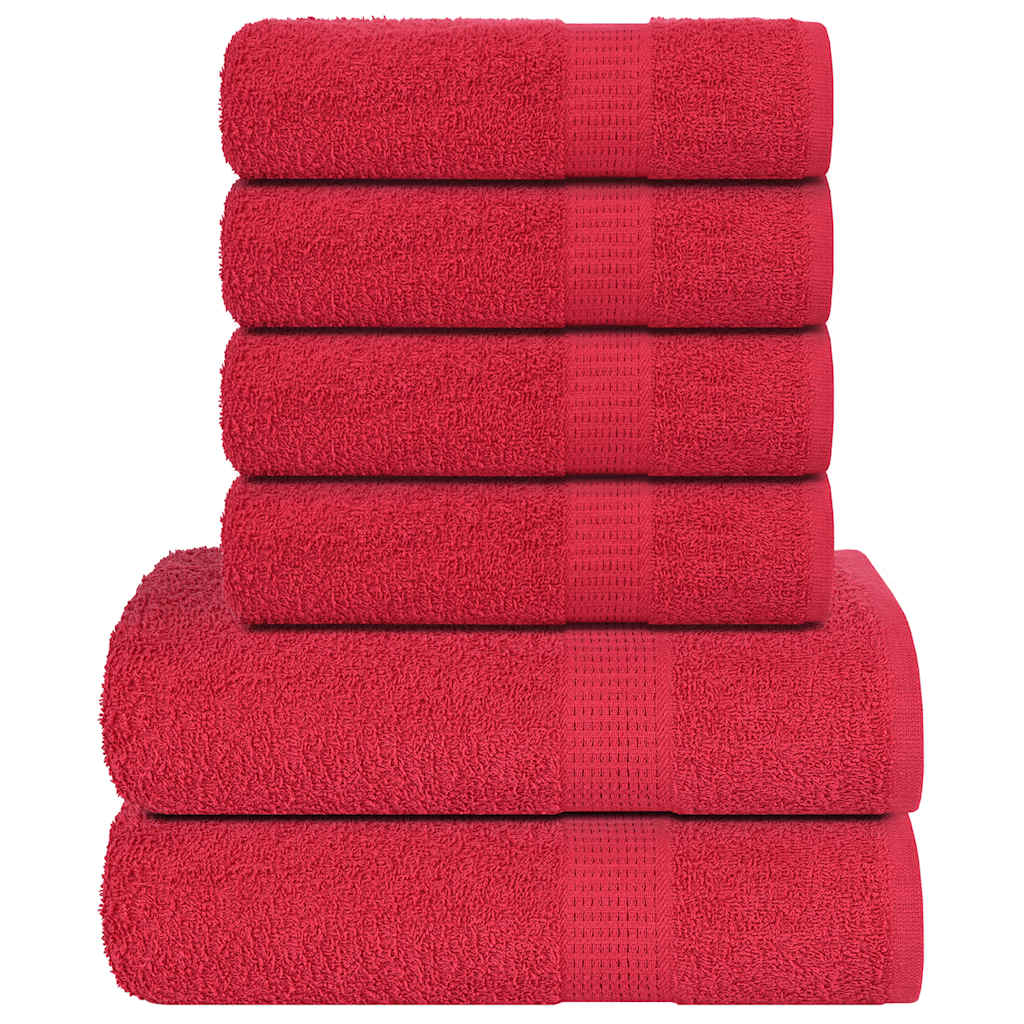 vidaXL 6-tlg. Handtuch-Set Rot 360 g/m² 100% Baumwolle