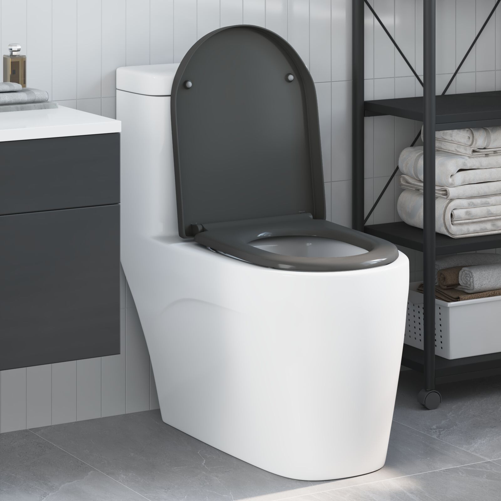 vidaXL Schnellverschluss Toilettensitz mit sanfter Schließung Duroplast Anthrazit