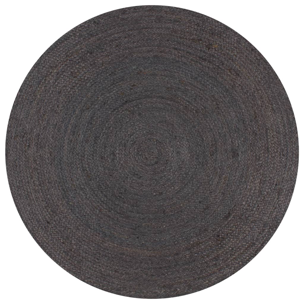  vidaXL Teppich Handgefertigt Jute Rund 90 cm Dunkelgrau
