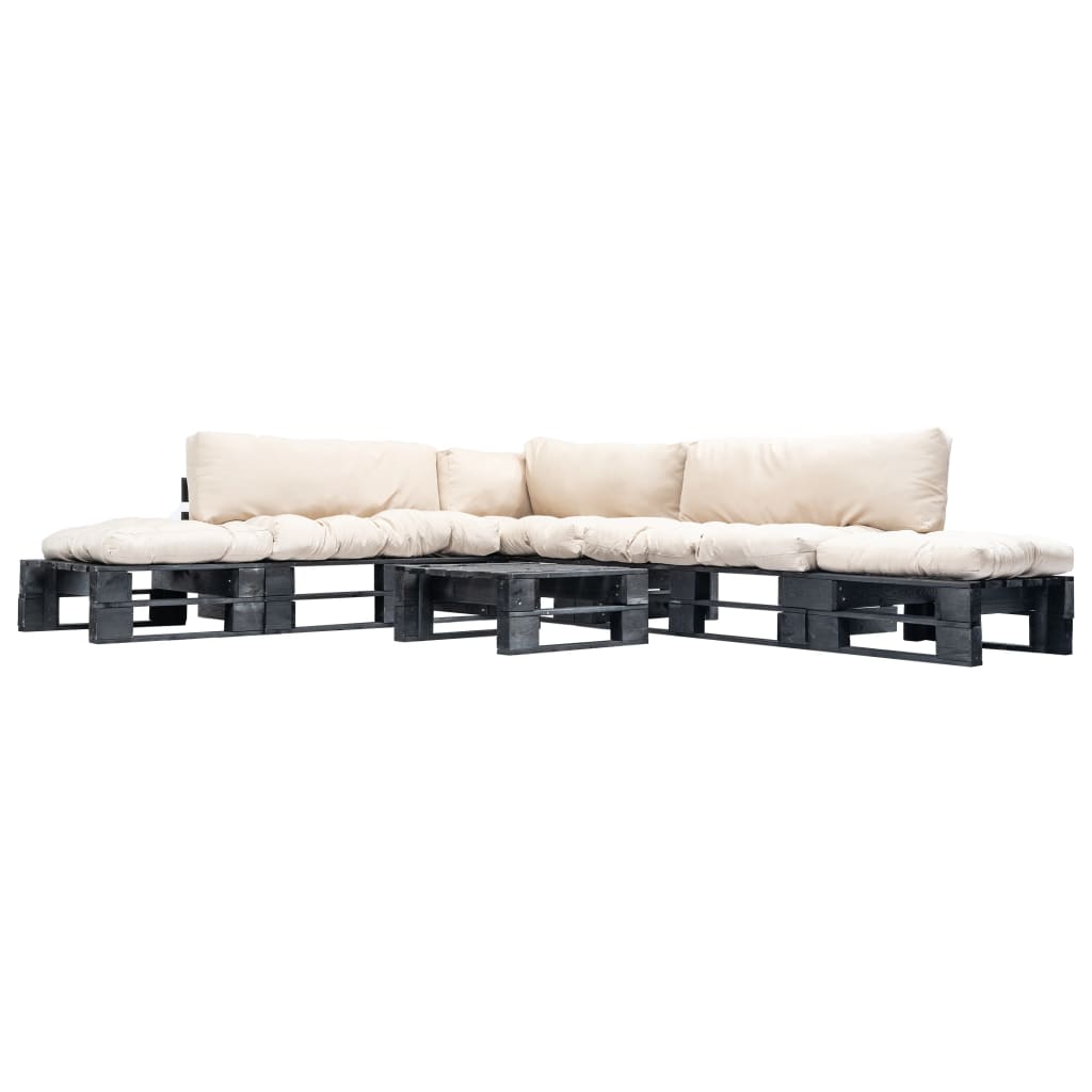  vidaXL 6-tlg. Paletten-Lounge-Set mit Kissen in Sandfarben Holz