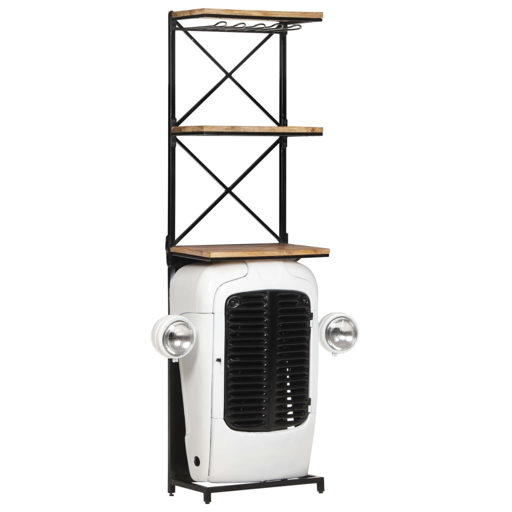 vidaXL Traktor-Weinschrank Weiß 49x31x172 cm Raues Mangoholz