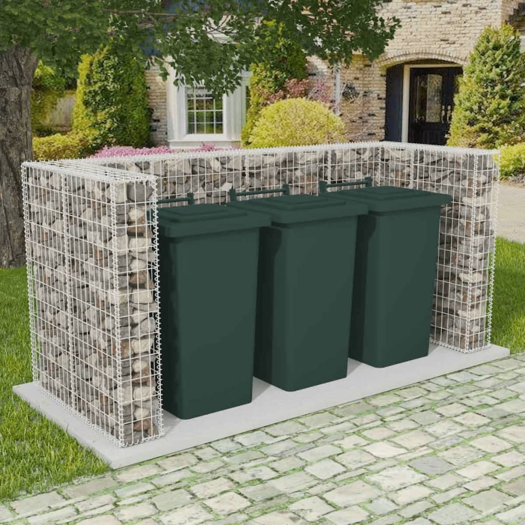 vidaXL Gabionen-Mülltonnenverkleidung für 3 Tonnen Stahl 250x100x120cm 