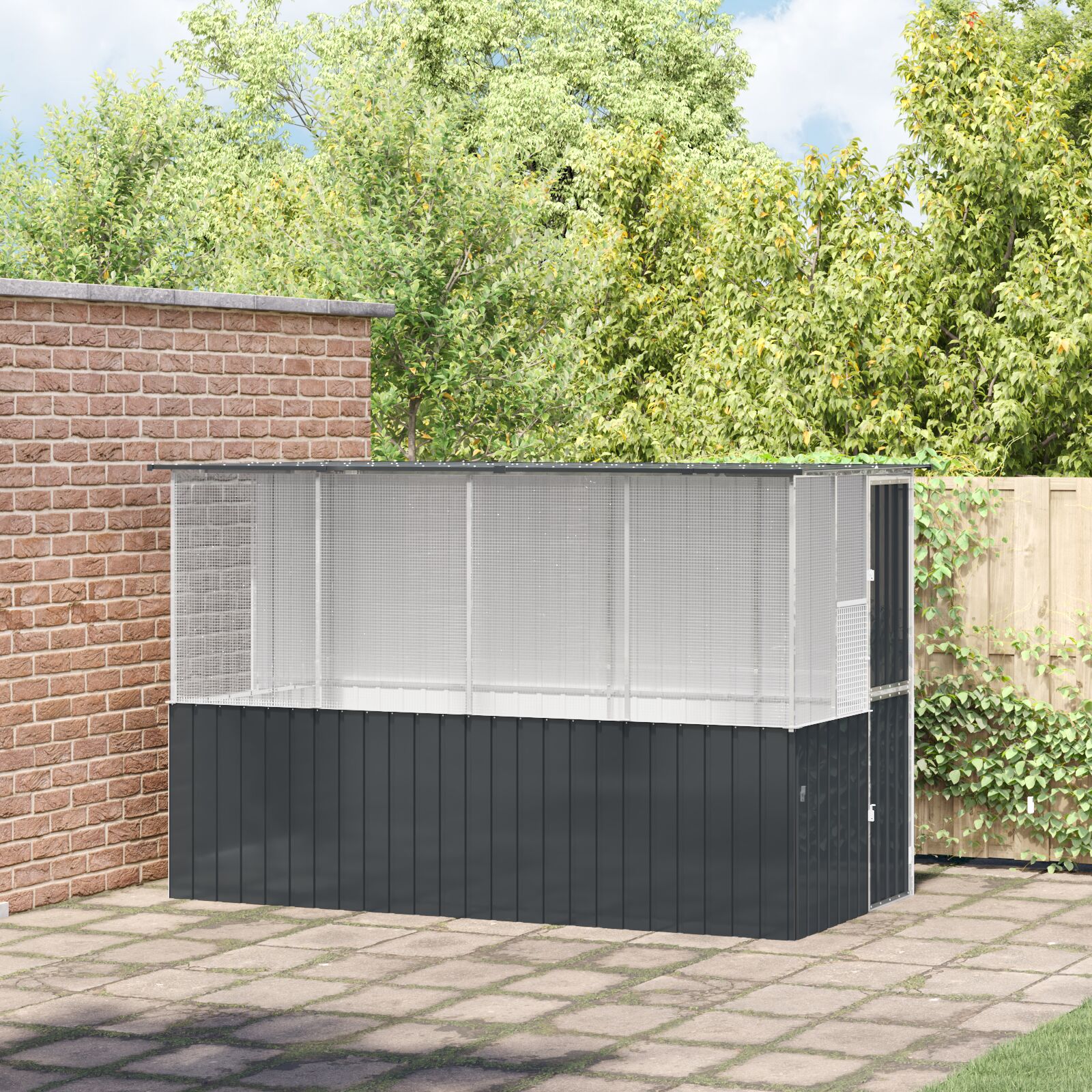 vidaXL Vogelkäfig Anthrazit 215x78x200 cm Verzinkter Stahl