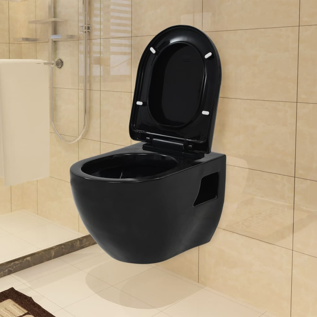 vidaXL Wand-WC Keramik Schwarz 