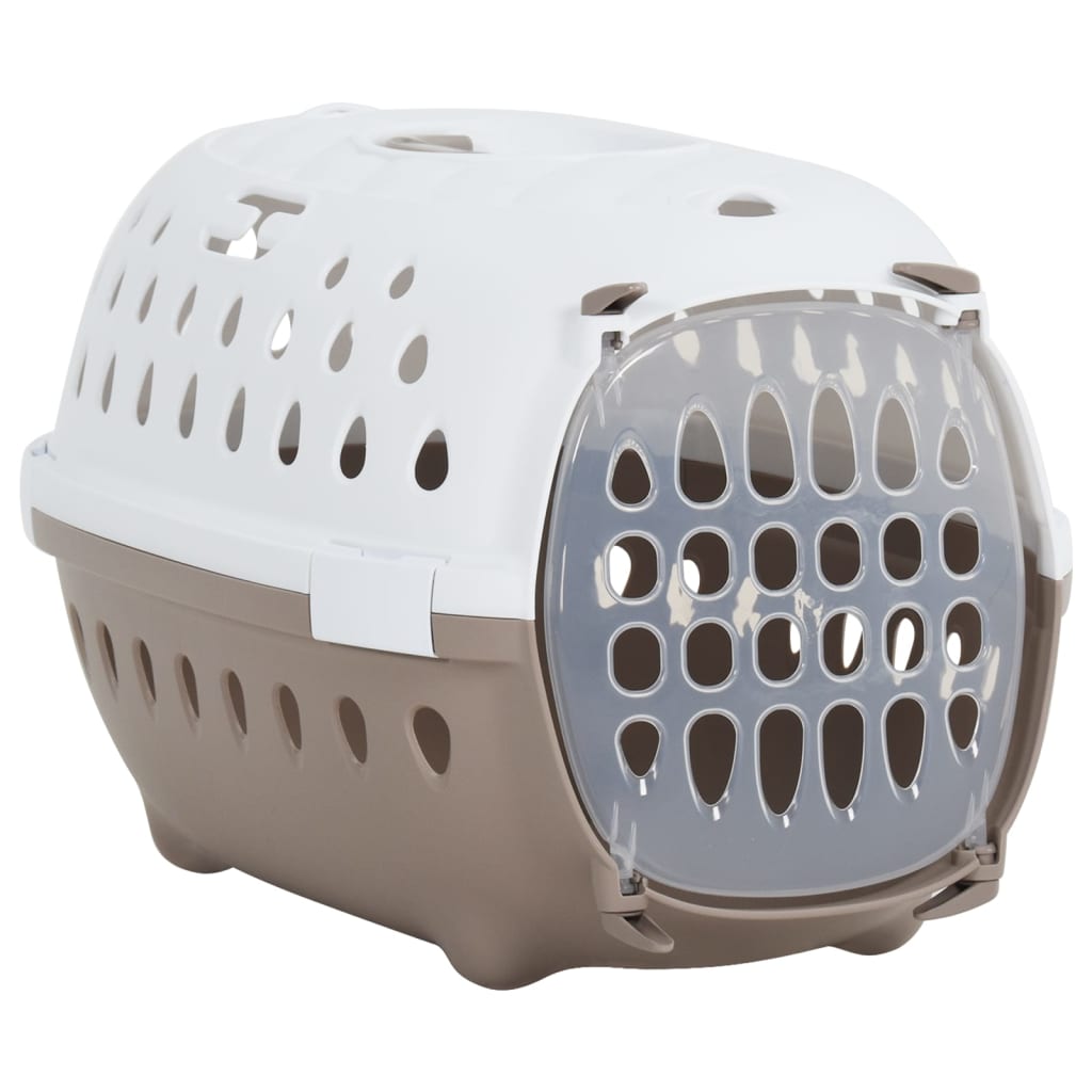 vidaXL Transportbox für Haustiere Weiß und Braun 50x34,5x32 cm PP