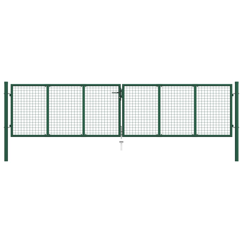 vidaXL Doppelstabmatten-Doppeltor Stahl 390x75 cm Grün