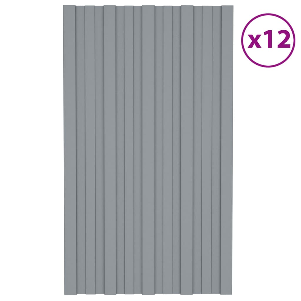 vidaXL Dachpaneele 12 Stk. Verzinkter Stahl Silbern 80x45 cm