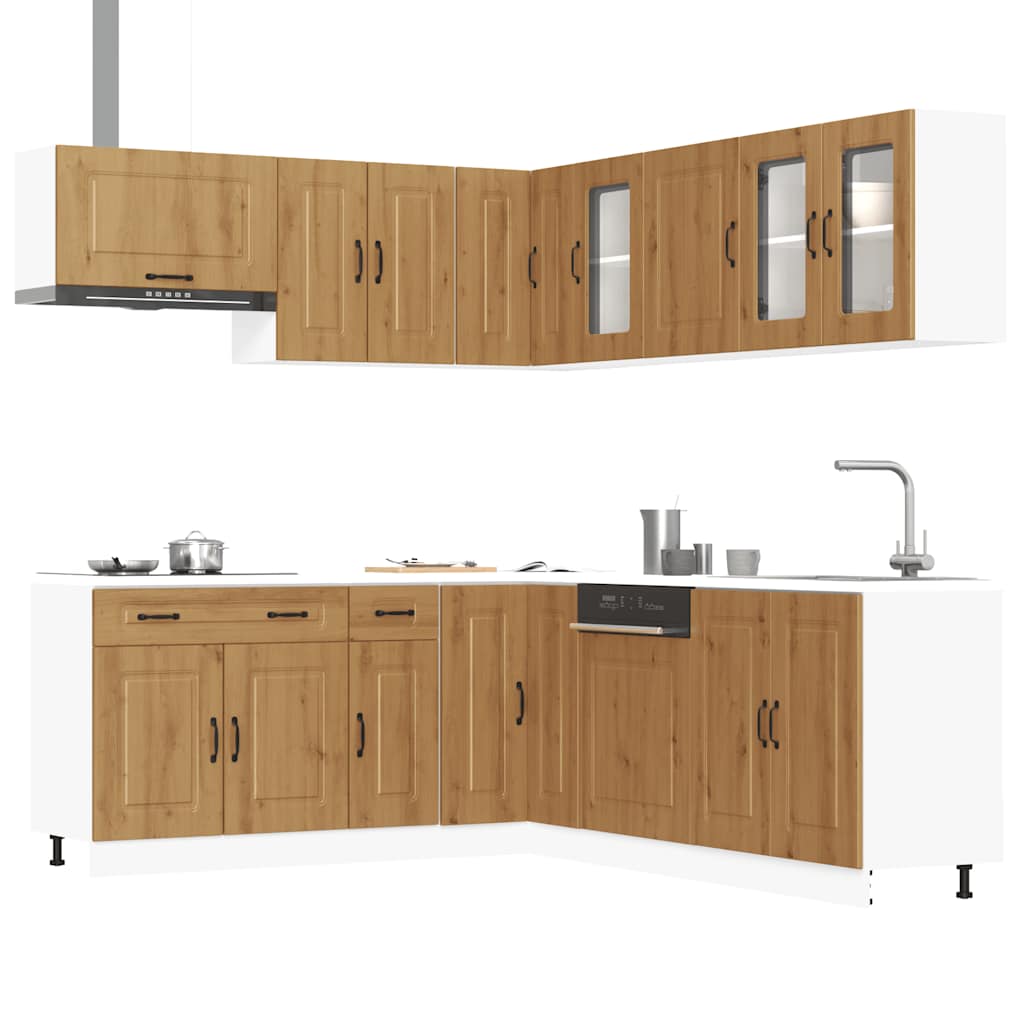 vidaXL 11-tlg. Küchenschrank-Set Kalmar Artisan-Eiche Holzwerkstoff