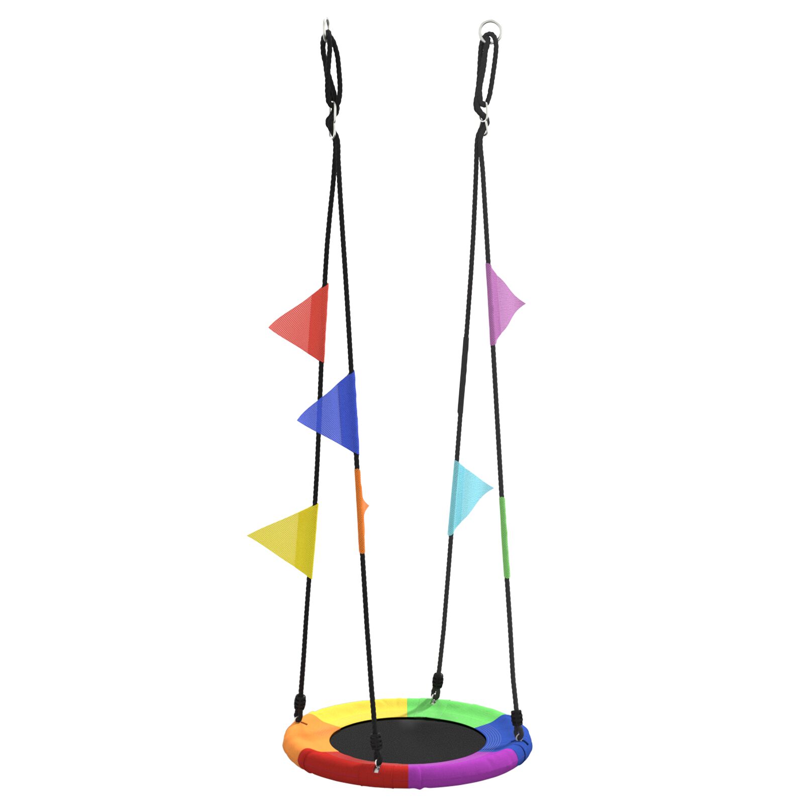 vidaXL Nestschaukel mit Fähnchen, bunt, Ø 60 cm, 100 kg, Oxford-Stoff