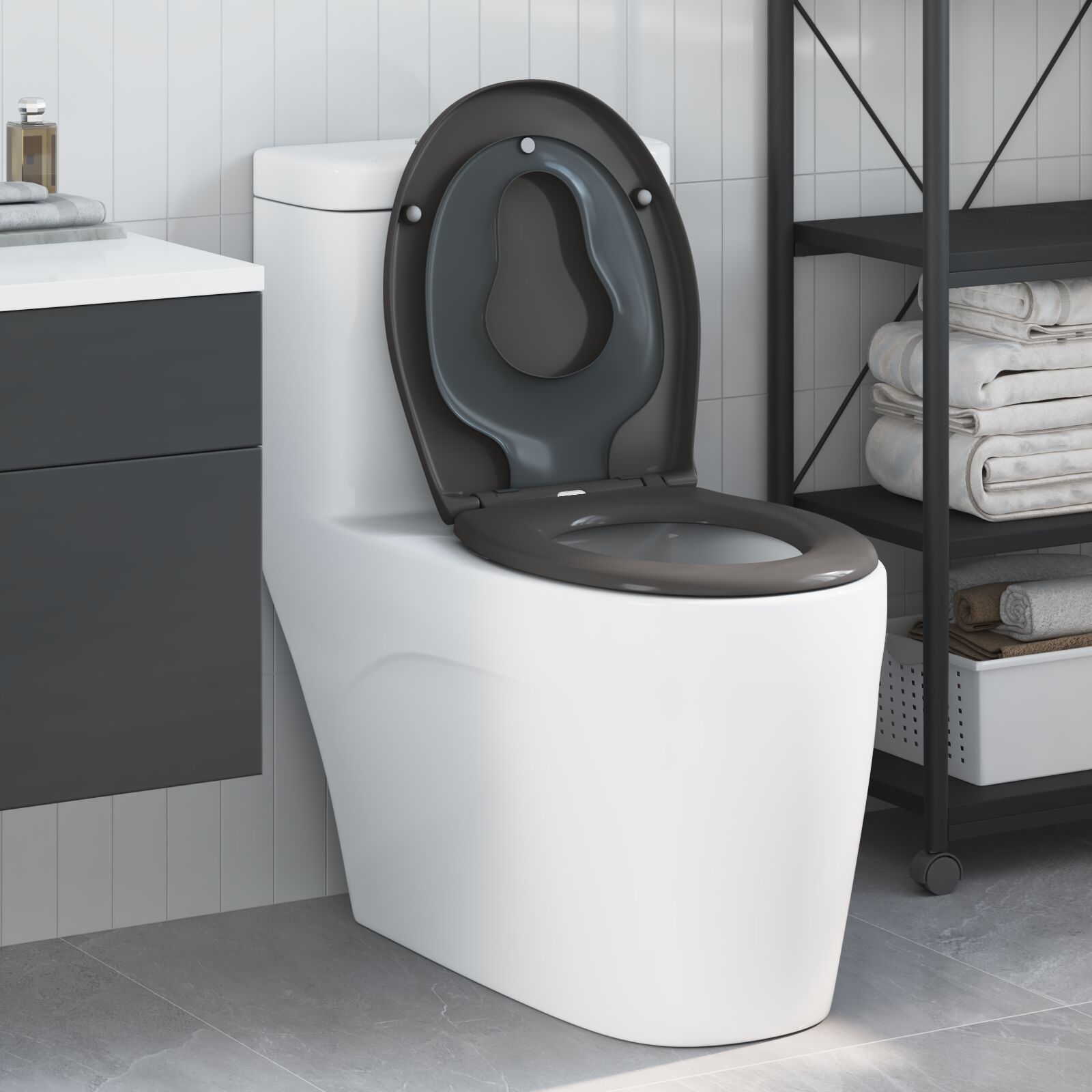 vidaXL Familien-Toilettensitz mit Kindersitz Schnellentriegelung Duroplast