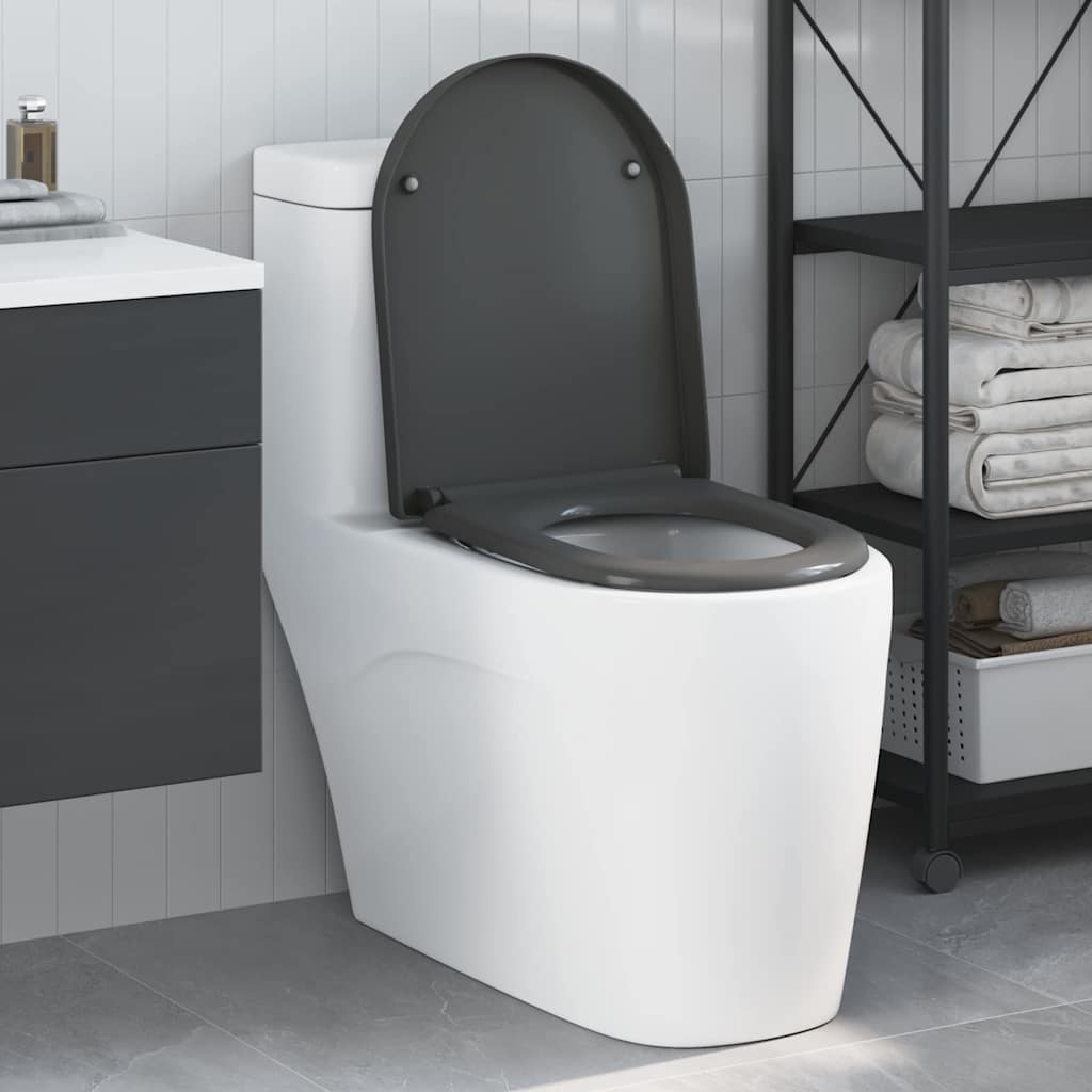 vidaXL Schnellverschluss-WC-Sitz Anthrazit 46,2 x 36 x 4,3 cm