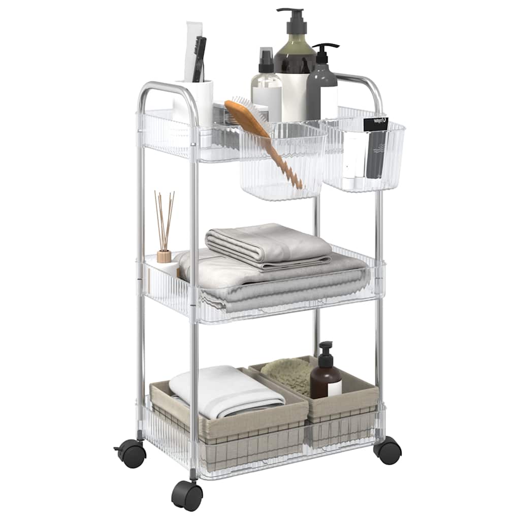 vidaXL Aufbewahrungswagen 3 Etagen Transparent 37x28x68 cm Acryl