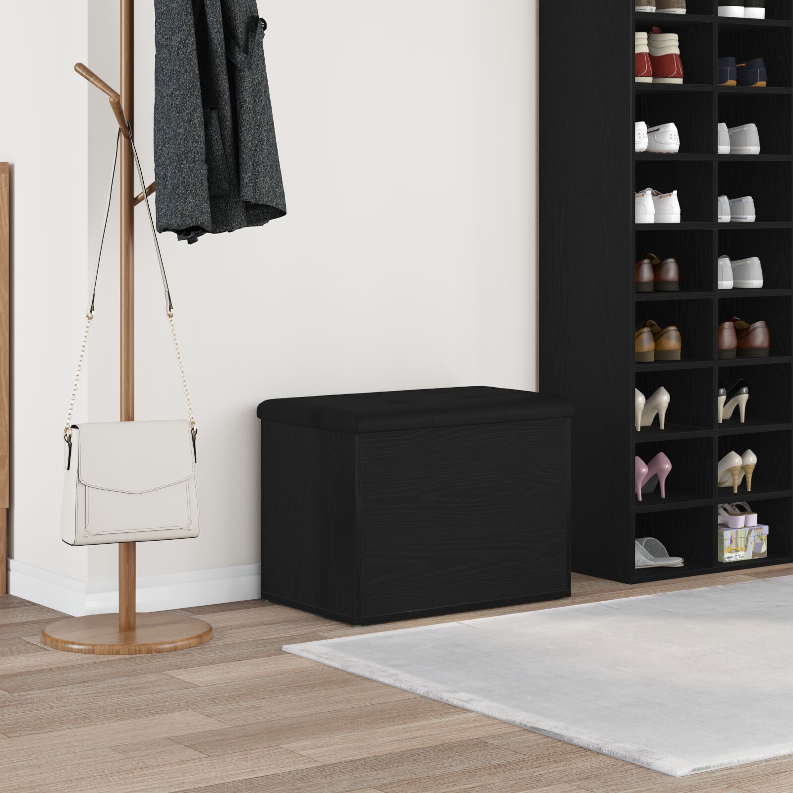 vidaXL Aufbewahrungsbank Schwarz Eiche 60x40x45 cm Holzwerkstoff