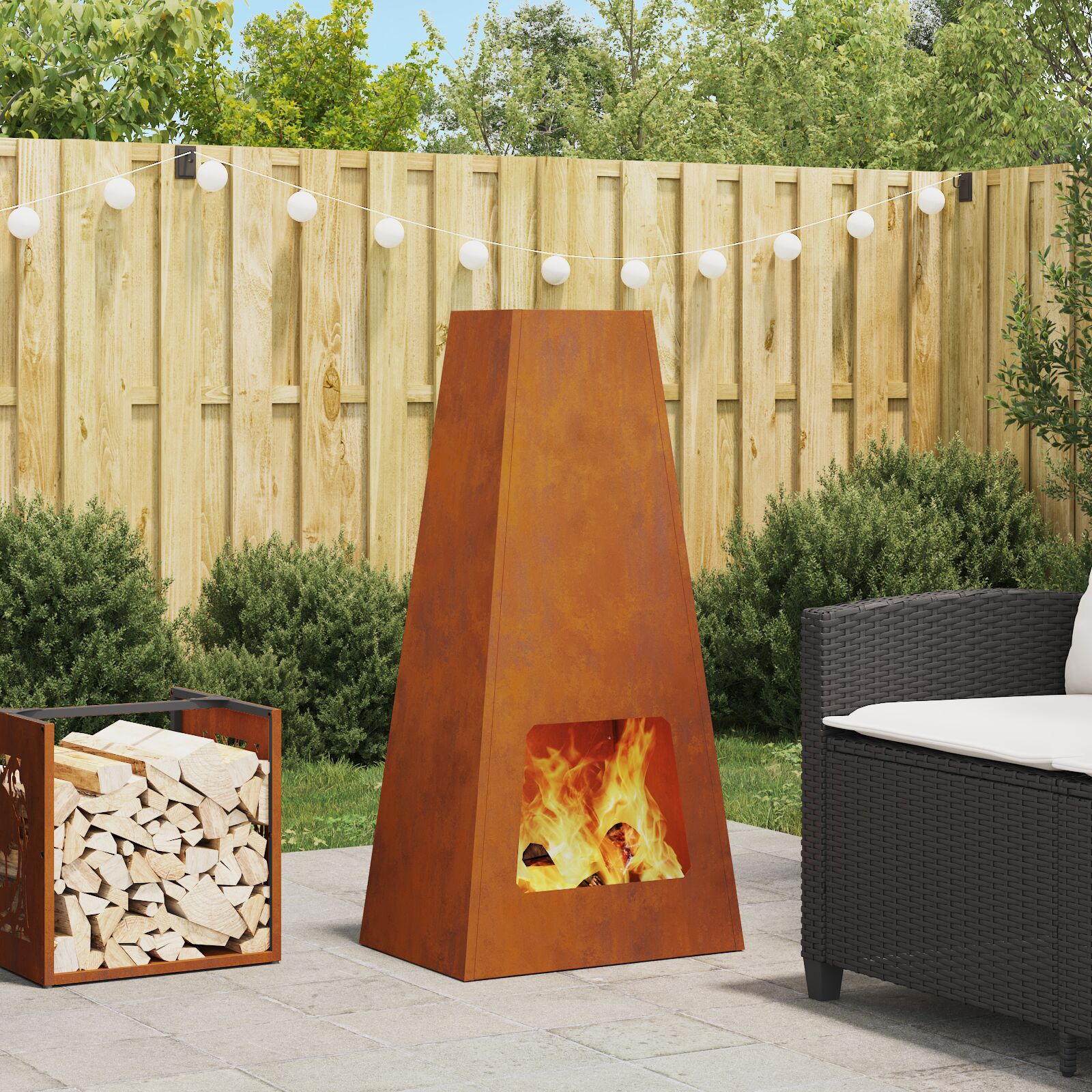 vidaXL Feuerschale 50x35x100 cm Wetterfestes Stahl